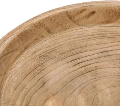 NIKKY HOME 12" Hand Carved Dough Bowls, Paulownia Wood Round Serving Bowl Decorative Wooden Tray, Natural