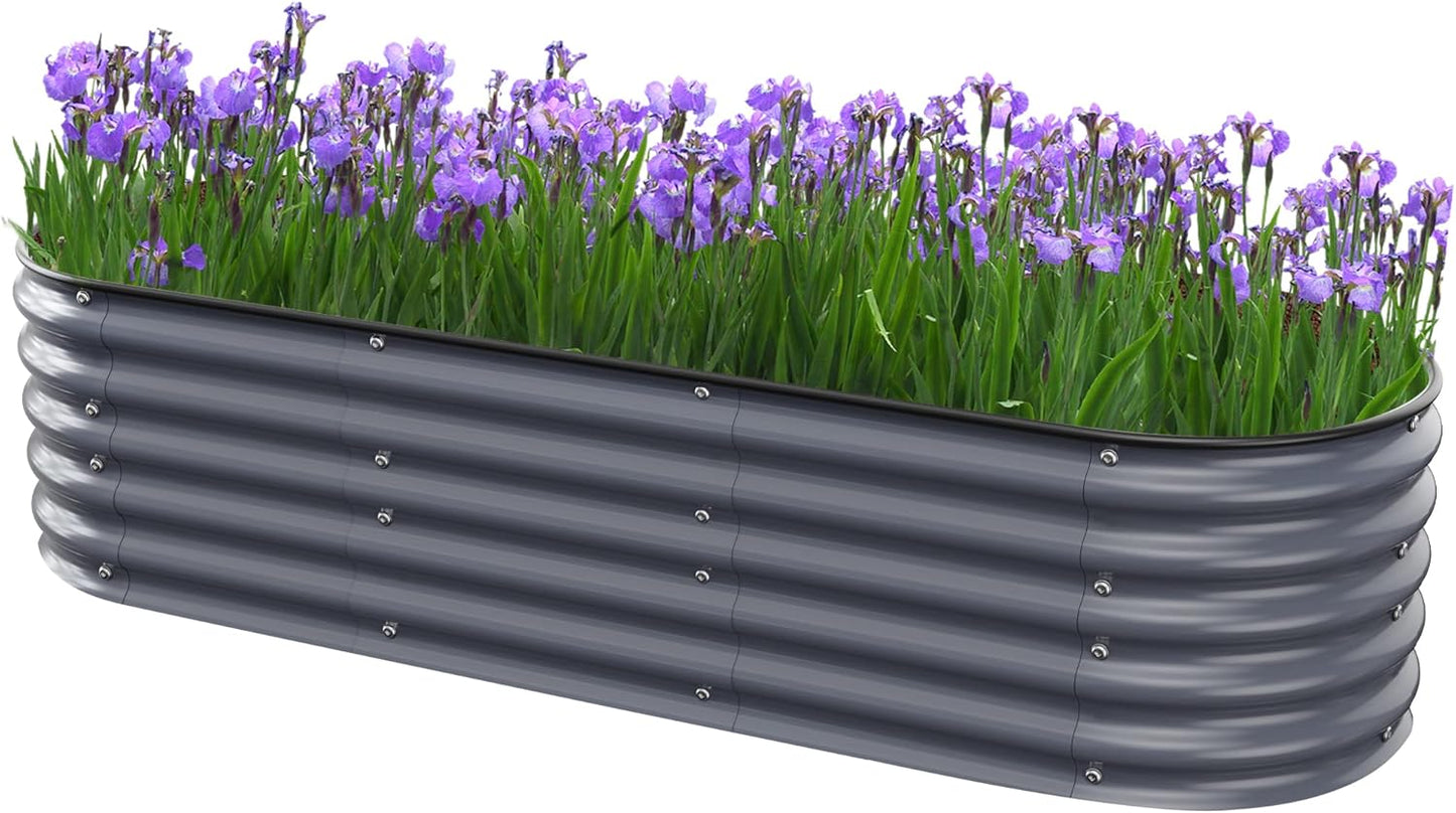 Oval Raised Garden Bed for Outdoors - 6.5X2X1.4 FT Galvanized Planter Raised Beds, Metal Planter Box for Vegetables,Flowers, Herbs, and Succulents(Deep Gery)