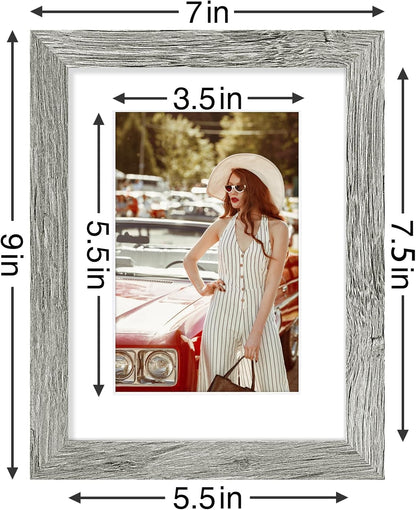 Vittanly 6x8 Picture Frames Set of 9, Shatter Resistant Plexiglass, Display 4x6 Pictures with Mat or 6x8 without Mat, Photo Frames for Wall or Tabletop, Engineered Wood, Grey
