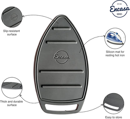 Encasa XO Silicon Mat for Hot Iron Rest - Heat Resistant, Anti - Slip, Thicker Pad for Protecting Your Table During Ironing, Non-Burning, Machine Washable, Durable - Grey
