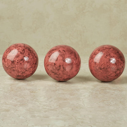 Cambria Cinnabar Marbled Orbs Sphere Balls 4 inches Diameter for Centerpiece Bowl and Tray Displays Set of Three Orbs Only