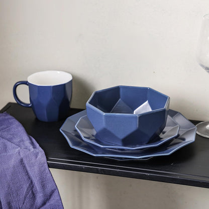Stone + Lain Jamie Porcelain 32-Piece Geometric Dinnerware Set, Blue