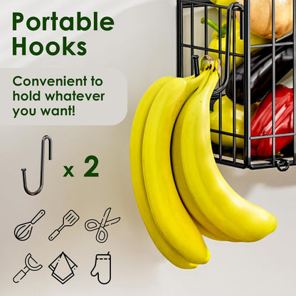 Magnetic Shelf for Fridge, Fruit Potato and Onion Storage Bins, Magnetic Spice Rack Shelves for Side of Refrigerator, Fruit Basket Magnetic Fridge Shelf Kitchen Pantry Storage Organizer