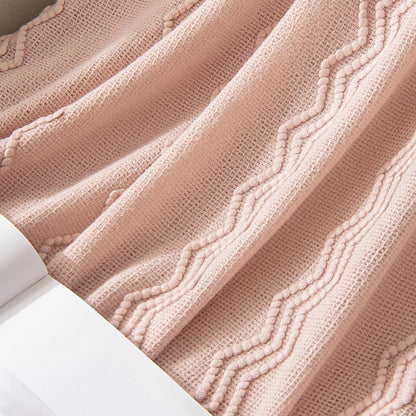 MIULEE Light Pink Knitted Throw Blanket for Couch Bed, Boho Textured Cozy Woven Decorative Farmhouse Blanket with Tassels for Sofa Chair Living Room 50"x60"