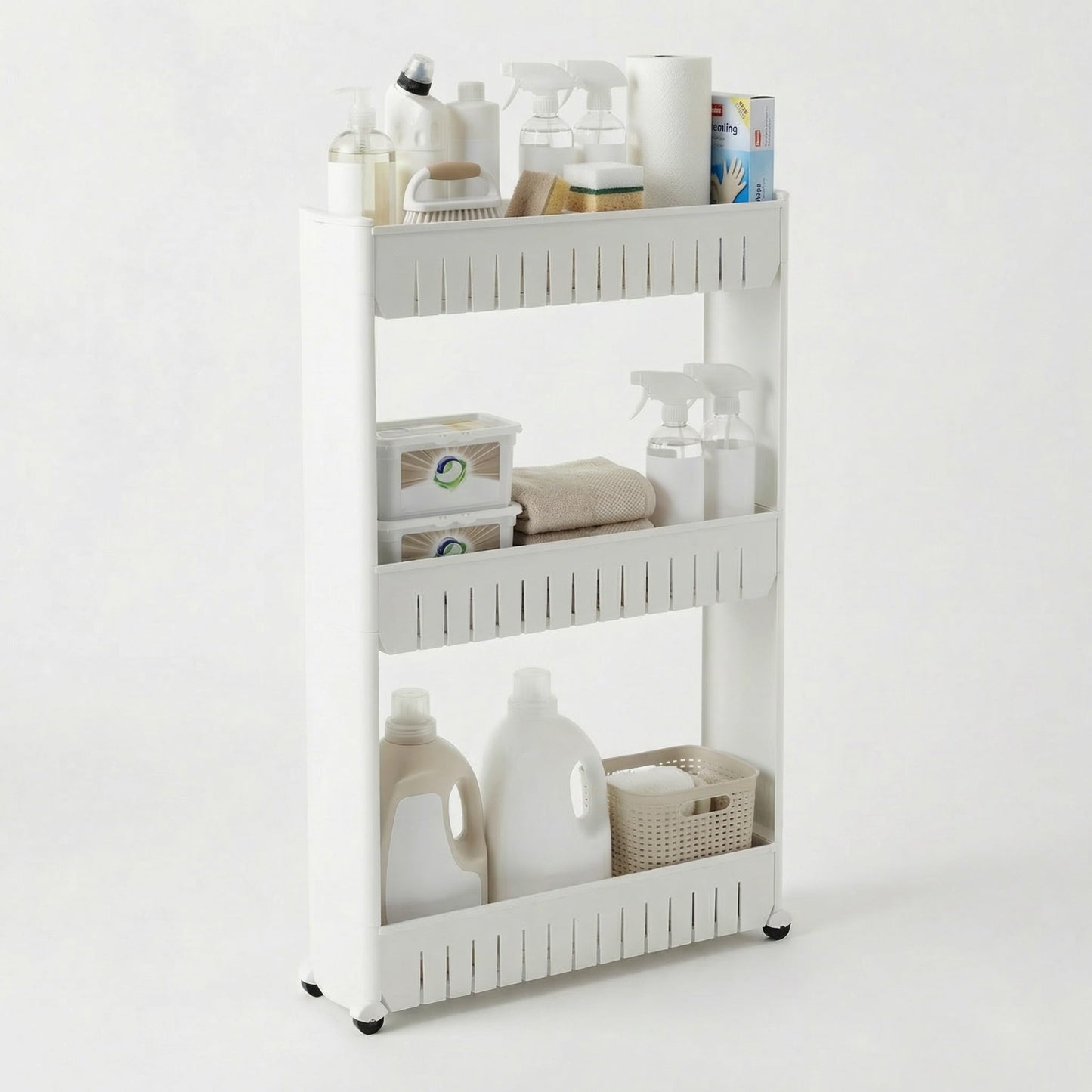 Lavish Home 3 Tier Shelf Rolling Cart - Narrow-Space Kitchen or Bathroom Shelf Organizer Cart
