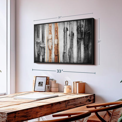 ElephantStock Ski Collection Wall Art - Horizontal Framed Canvas - 1-Piece Bathroom Wall Decor - Photography sports Canvas Print - Brown and Black Decor for Wall - 31" X 21"