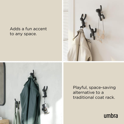 Umbra Buddy Wall Hooks – Decorative Wall Mounted Coat Hooks for Hanging Coats, Scarves, Bags
