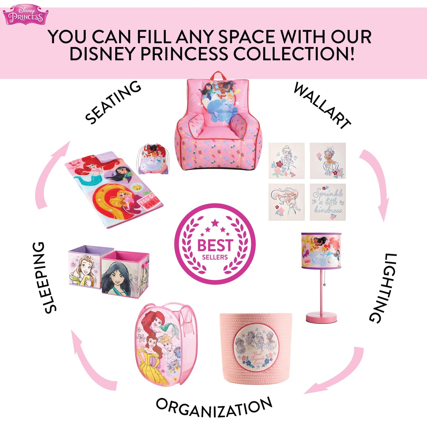 Disney Little Mermaid Ariel Pop-Up Hamper,Collapsible Laundry Basket with Sturdy Handles