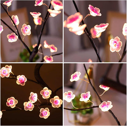 36 LED Cherry Blossom Sparkly Fairy Spirit Tree Lights, Twinkling Tree 3AA&USB Powered, Tabletop DIY Artificial Tree Lamp for Bedroom Christmas Indoor Room Decor Lights (Warm White)