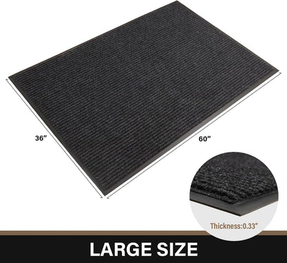 Large Front Door Mat, 60" x 36" Durable Front Doormat, Heavy Duty Large Welcome Door Matt for Home Entrance, No Slip Rubber Low Profile Door Mats for High Traffic Area