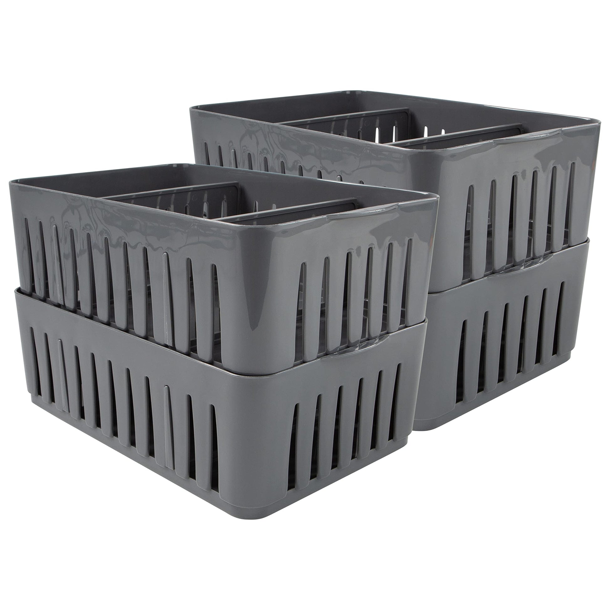 Simplify 4 Pack 3 Compartment Stackable Bin with Adjustable Dividers | Drawer Organizer | Storage