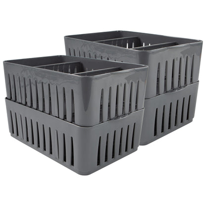Simplify 4 Pack 3 Compartment Stackable Bin with Adjustable Dividers | Drawer Organizer | Storage