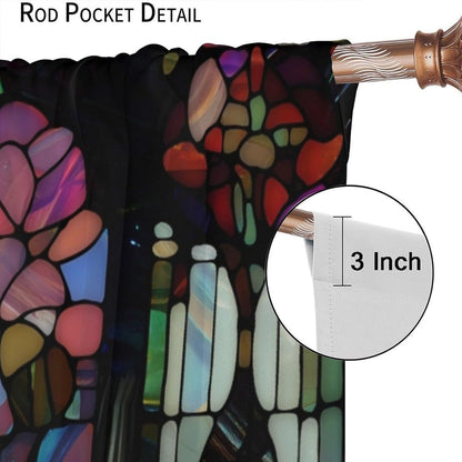 Stained Glass Curtains,Vintage Colorful Abstract Art Home Decor Drapes for Bedroom Living Room Kitchen Window Treatment 2 Panels Set Total Size 42" W X 45" L Inch