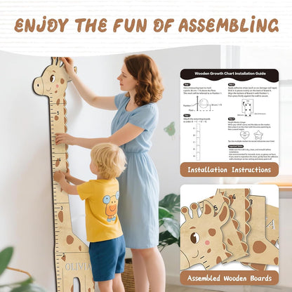 Personalized Name Kids Growth Chart for Wall, Cute Giraffe Wooden Growth Chart Kids Height Chart, Wall Measurement for Kids, Height Chart for Wall, Growth Ruler for Children