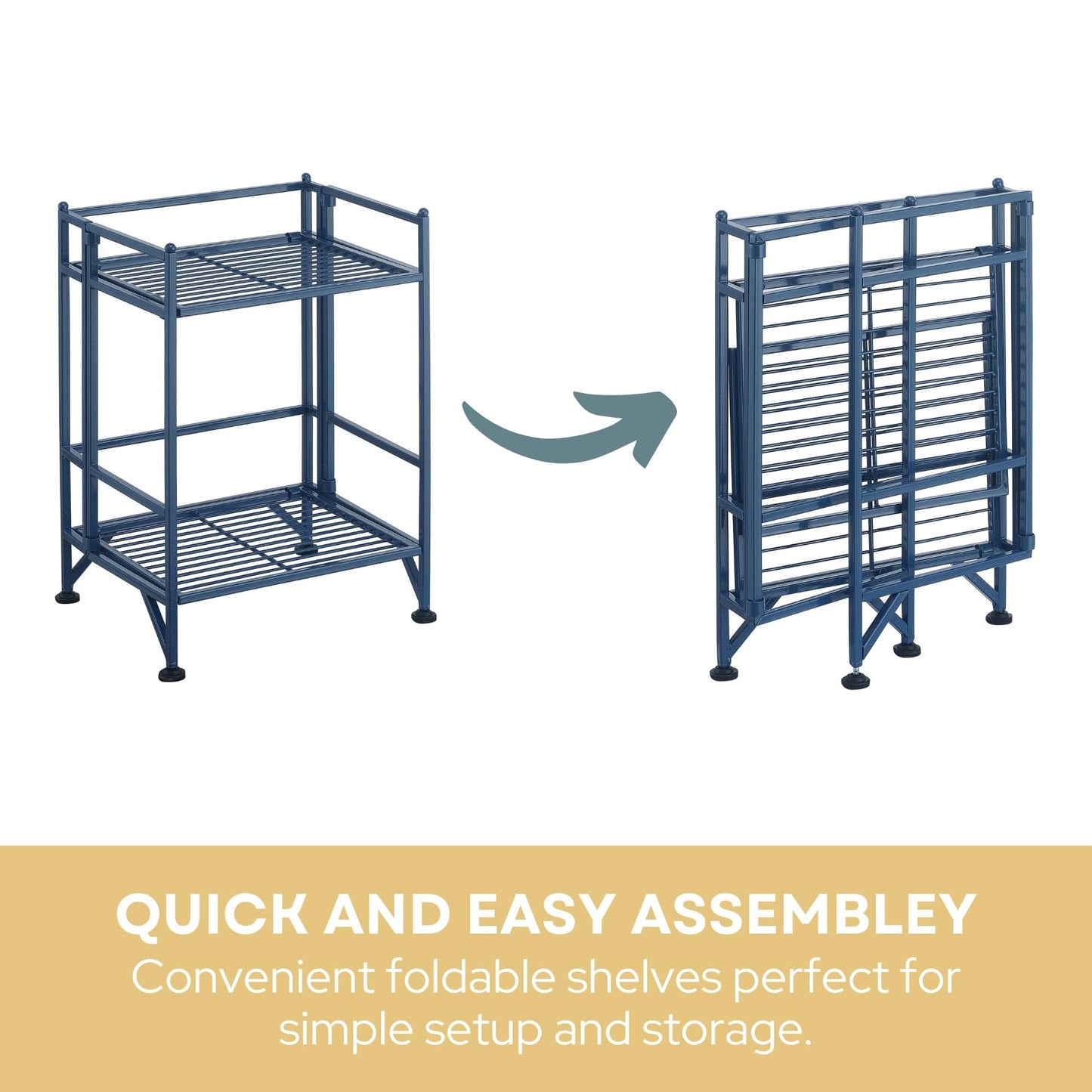 Convenience Concepts Xtra Storage Shelves - 2 Tier Folding Metal Organizer Shelf for Office