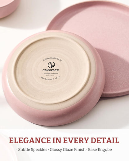 famiware Milkyway 33 oz Bowl Set, Pasta Bowls Set of 6, Salad Bowls Perfect for Your Friend for Housewarming, Thanksgiving, Christmas, Light Pink