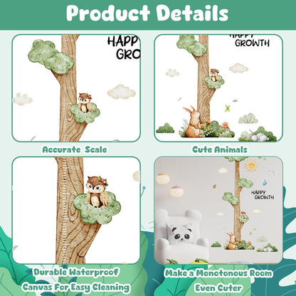 3D Cartoon Height Chart for Kids, DIY Growth Stickers, Removable Height Wall Chart for Kids Nursery, Bedroom, Bathroom