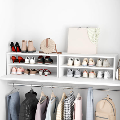 Whitmor Stackable 28" Extra Wide 2-Shelf Storage Organizer, Stackable Wood Combination Shoe