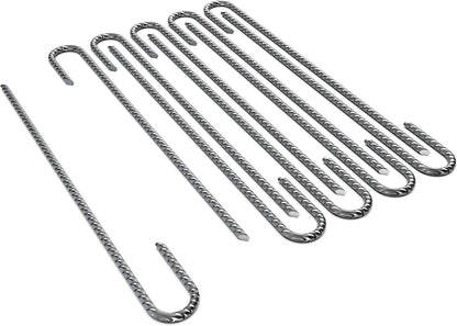 Vodaland Rebar Stakes | J Hook Extra Heavy Duty Rust Proof Coated Steel Ground Anchors with Chisel Point End | Secure All Landscaping and DIY Projects | 5/16” Diameter x 16” Inches Long (Pack of 10)