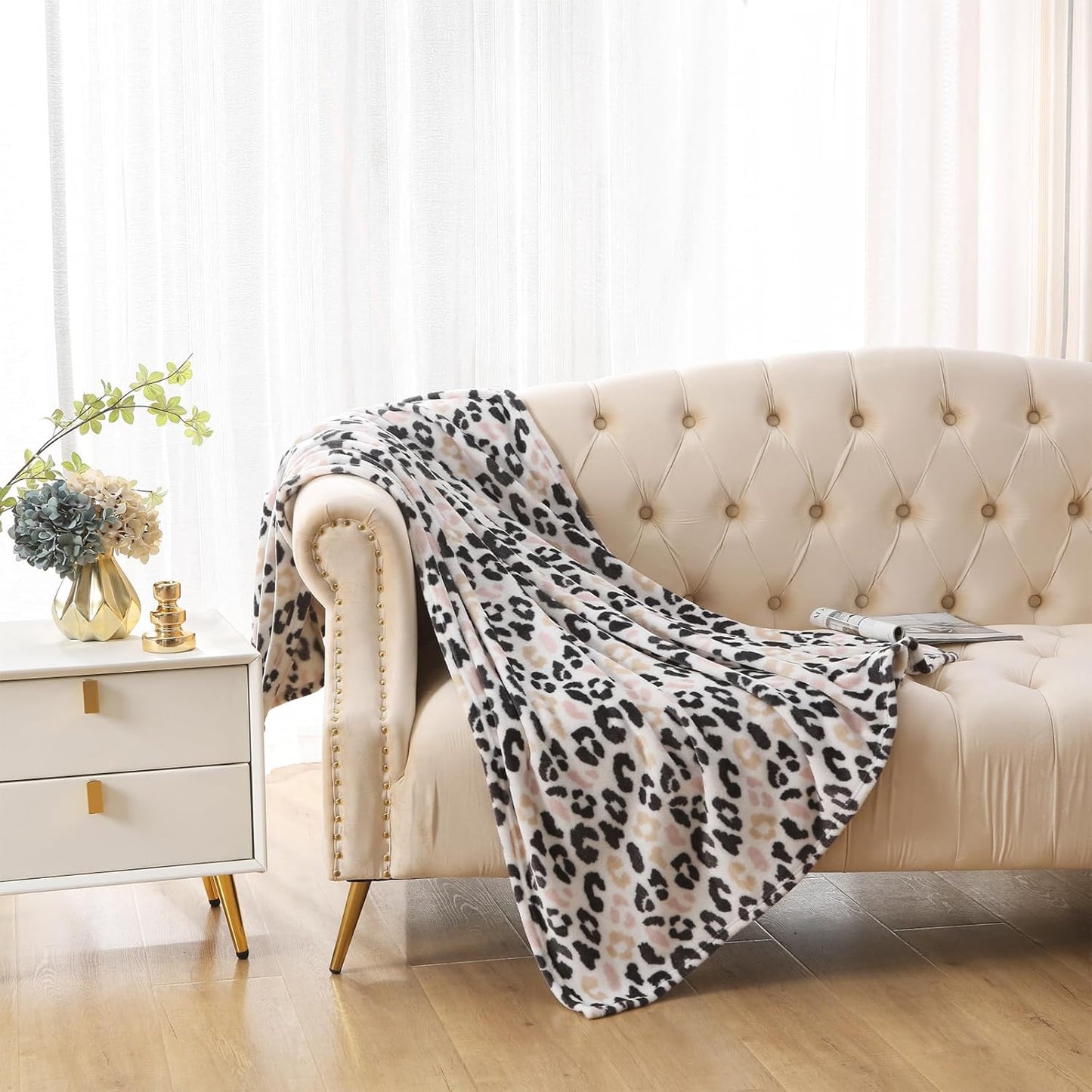 MERRYLIFE Pink Cheetah Throw Blanket Decorative Fleece Throw | Ultra-Plush Colorful | Couch Blanket Travel Lap | Home Gift Use(50" 60",Pink Cheeath)