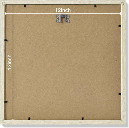 Vittanly 12x12 Picture Frames Set of 9, Shatter Resistant Plexiglass, Display 8x8 Pictures with Mat or 12x12 without Mat, Photo Frames for Wall Mount, Engineered Wood, Cornsilk