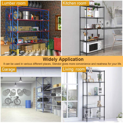 BestOffice 5 Tier Wire Shelving Unit Storage Shelves Metal Wire Shelf Storage Rack Adjustable