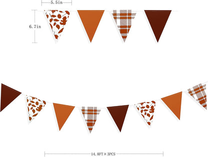 pinkblume Fall Party Decorations Maple Leaf Pennant Banner Triangle Hanging Flag Bunting for Autumn Thanksgiving Birthday Wedding Bridal Baby Shower Engagement Bachelorette Harvest Party Supplies