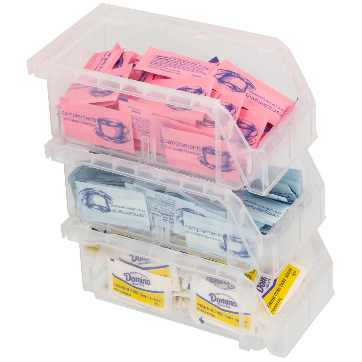 ReadySpace Small Stackable Plastic Storage Bins, 12-Pack, Clear