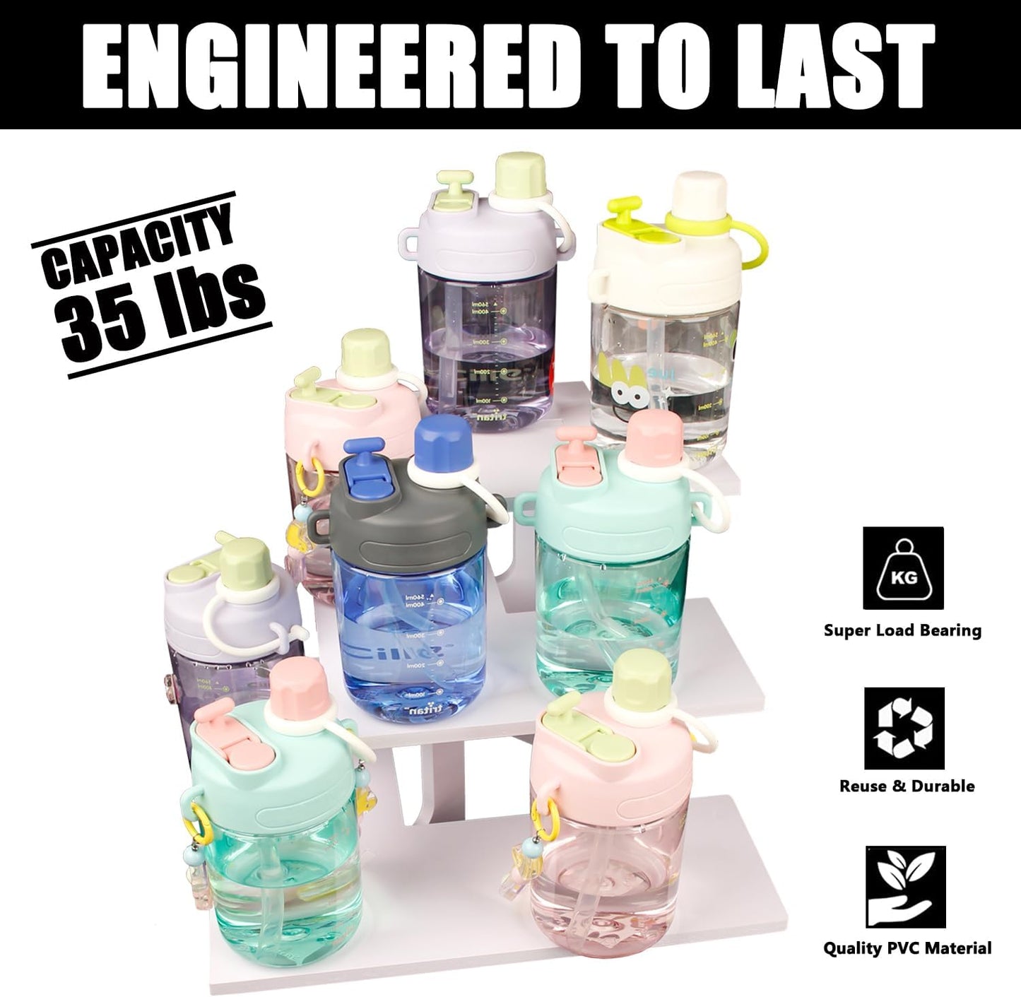 WANLIAN 3-Tier Corner Retail Table Display Stand, Portable Display Rack Shelves for Vendors, Craft Shows, Farmers Market, Pop Up Shop Countertop White Risers for Display, Soap, Candles, Tumblers