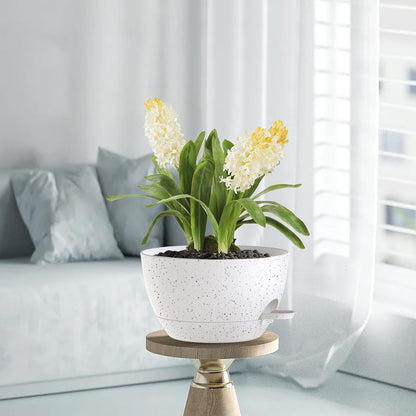 12 Inch Hanging Baskets 2 PC with Chains, Self-Watering Hanging Planters for Indoor Outdoor Plants, Plastic Hanging Flower Pots,Speckled White