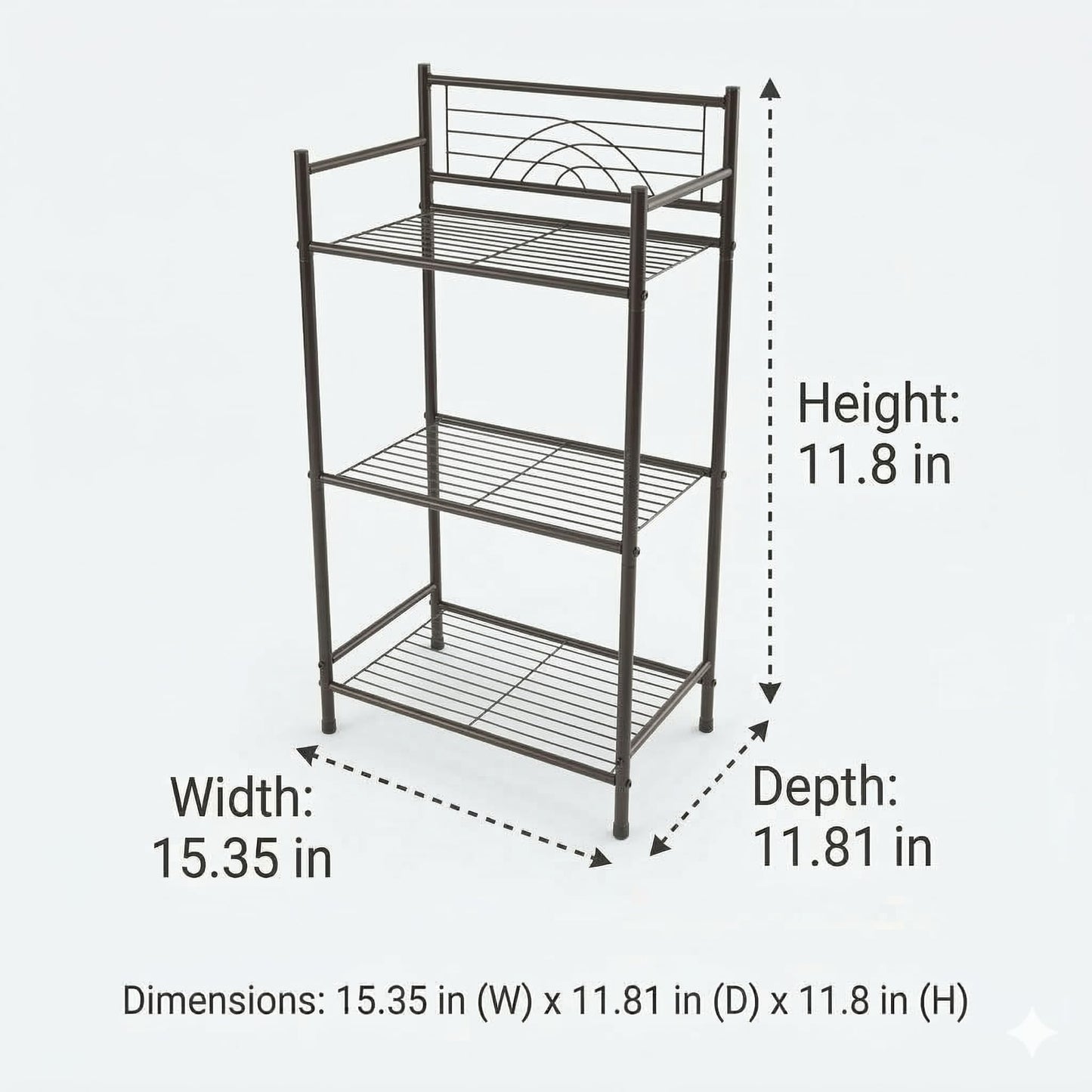 Bath Bliss 3 Tier Storage Shelf | Freestanding | Dimensions: 17.3"x 10.6"x 35.8 | Free Standing |