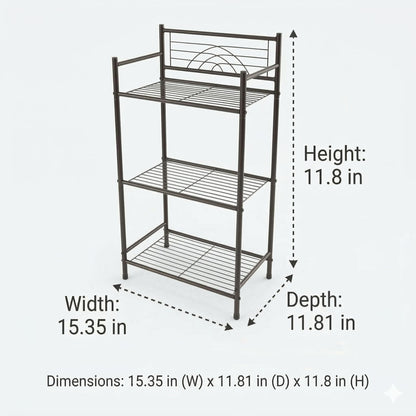 Bath Bliss 3 Tier Storage Shelf | Freestanding | Dimensions: 17.3"x 10.6"x 35.8 | Free Standing |