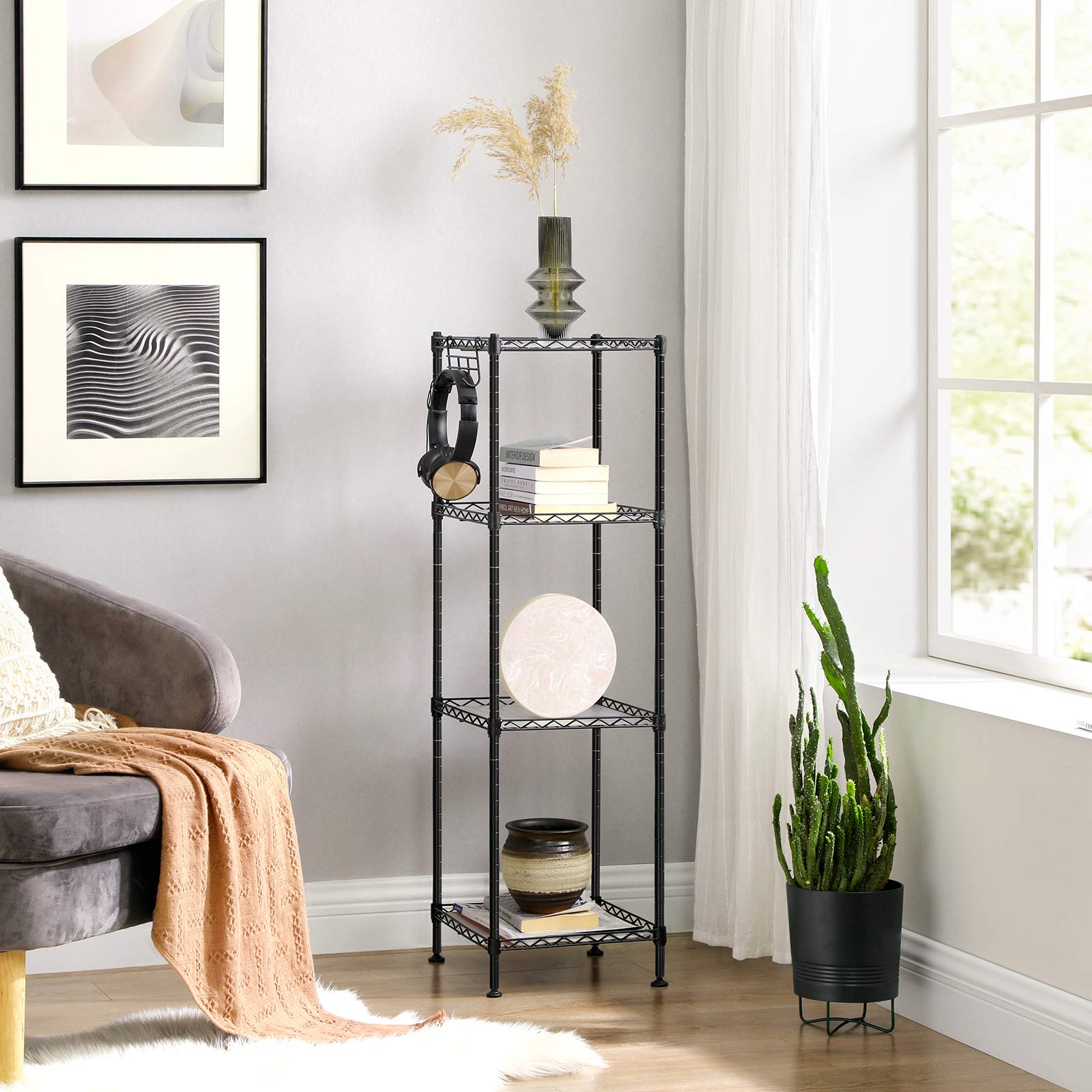 SONGMICS Storage Shelf, Bathroom Shelf for Small Space, 4 Tier