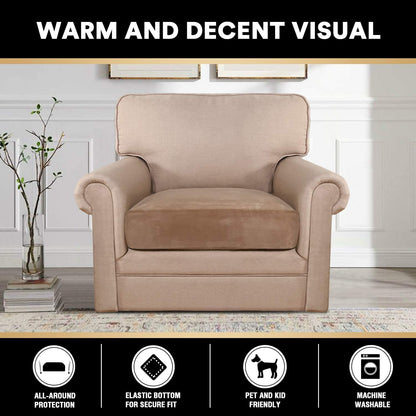 PrinceDeco Stretch Velvet Couch Cushion Cover,Soft Cushion Slipcover for Chair Cushion Furniture Protector Seat Cushion Sofa Cover Width Up to 29.5", Camel