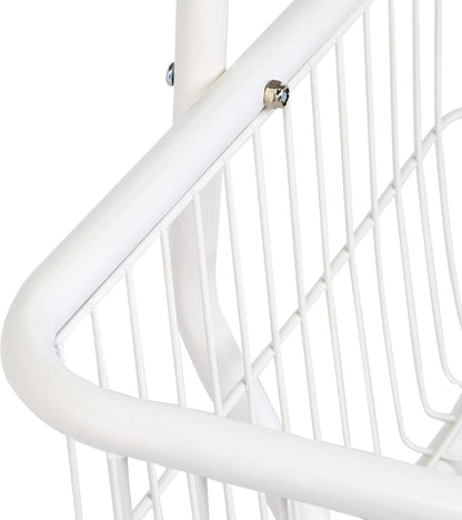 Amazon Basics Rectangular Laundry Hamper Basket Butler Cart with Wheels and Hanging Rack, White