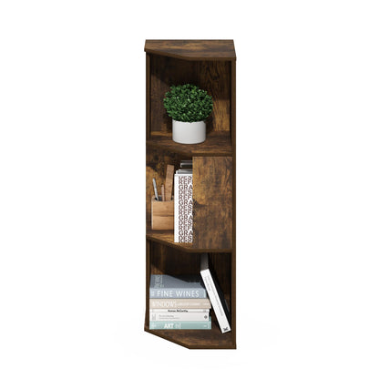 Furinno ECON Corner Shelf, 3-Tier Corner Book Shelf, Standing Storage Shelves, Cube Display Rack