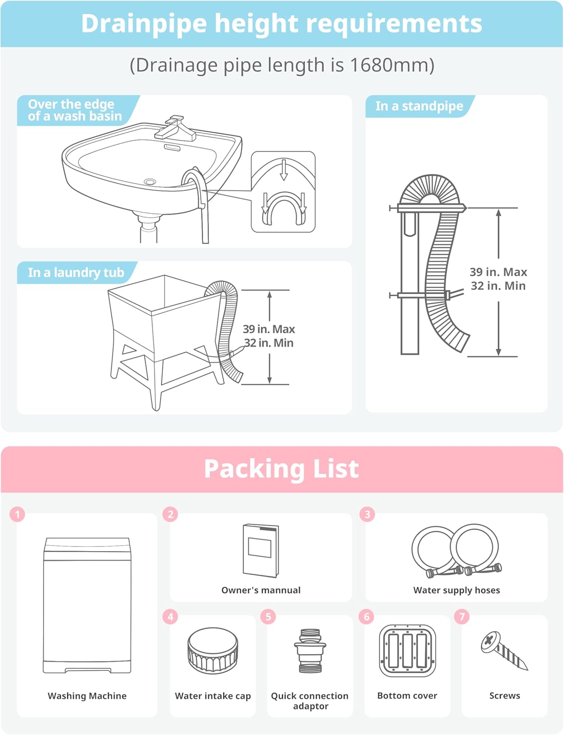 COMFEE??1.6 Cu.ft Portable Washing Machine, 11lbs Capacity Fully Automatic Compact Washer with Wheels, 6 Wash Programs Laundry Drain Pump, Ideal for Apartments, RV, Camping, Magnetic Gray