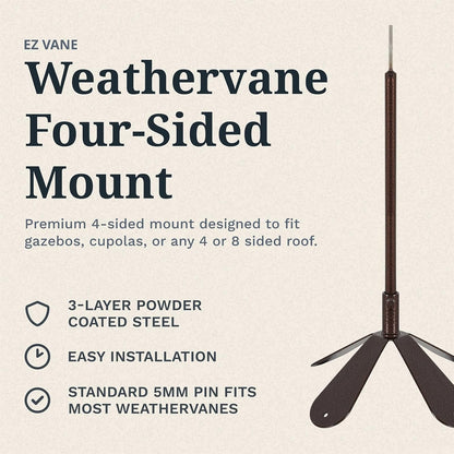 EZ Vane Birdhouse Weathervane — 4-Sided Mount, Wind Cups, Antique Copper Finish, Steel with Durable Triple Powder Coating, Handcrafted in USA