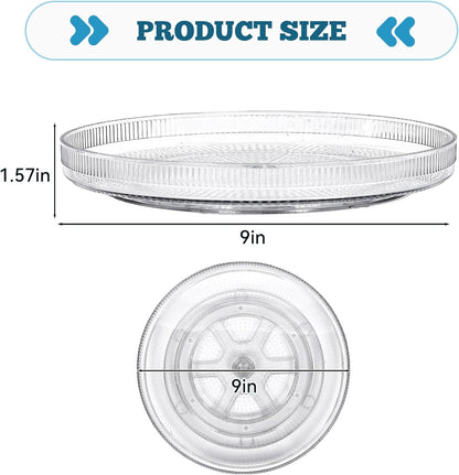 FreshKeeper Plastic Lazy Susan Organizer, Clear Pantry Shallow Lazy Susan Turntable for Cabinet and Kitchen 9’’