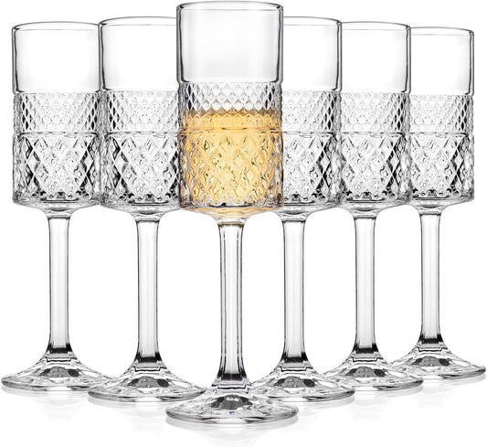 Champagne Flutes Set of 6, 7oz Square Champagne Glasses, Lead-Free Crystal Champagne Flute Glass, Unique Gift for Birthday, Wedding, Anniversary