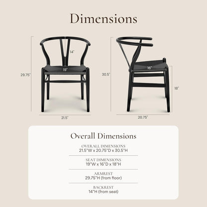 POLY & BARK Weave Chair Set of 2 in Pitch Black