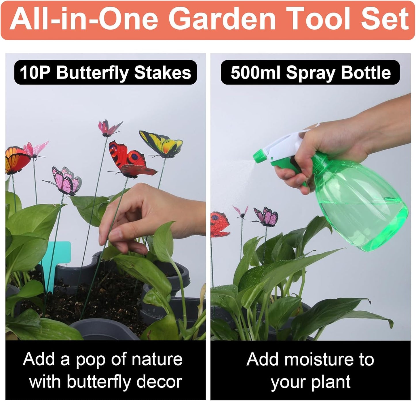 Vertical Planter, 6 Tier Stackable Strawberry Planter with Garden Tool Set, Movable Indoor/Outdoor Garden Herb Pot for Growing Vegetables and Succulents, Dark Gray