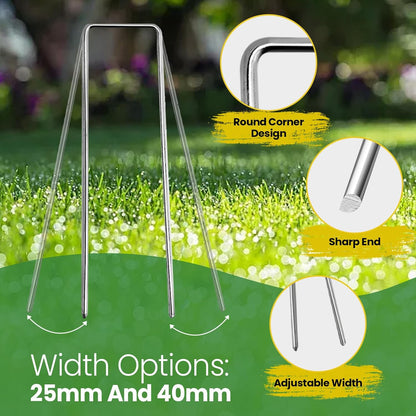 Landscape Staples 4 Inch 60 Pack, Garden Stakes Galvanized Garden Staples 11 Gauge, Plant Cover Stakes for Lawn Weed Barrier