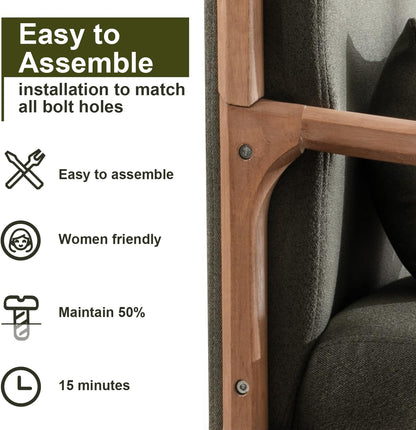 INZOY Mid-Century Modern Accent Chair Set of 2, Green Living Room Chairs with Waist Cushion, Upholstered Reading Armchair for Bedroom Sunroom