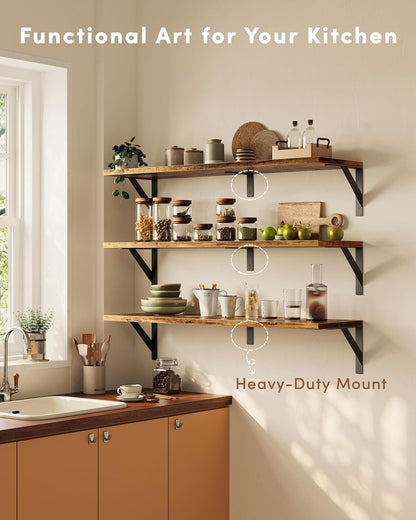 Long Wall Shelves, 36 Inches Floating Book Shelves, Hanging Book Shelves for Wall, Long Large Deep Floating Shelves for Kitchen Bedroom