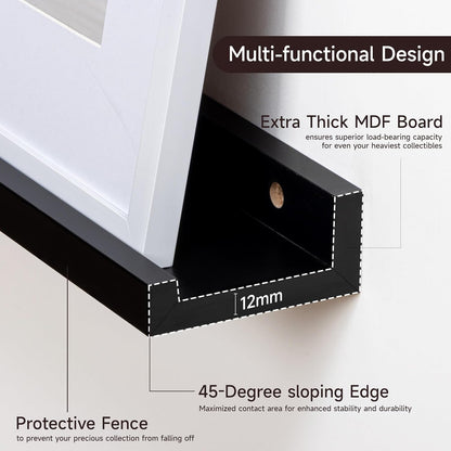 Picture Ledge Shelf for Wall, Floating Shelves Set of 4, 36 Inch Long Nursery Book Shelves for Toys Storage, Kids Bookshelf Wall Mounted for Books Photo Frames, Black