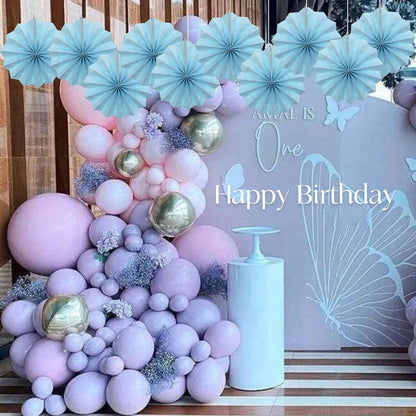 Blue Graduation Party Decor,Baby Blue Party Decorations,Christmas Baby Shower Decorations,Under The Sea Decorations,Blue Bachelorette Party 8in Hanging Paper Fans 30 Color DIY Set (Light Blue)