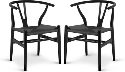 POLY & BARK Weave Chair Set of 2 in Pitch Black