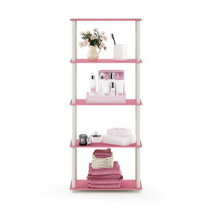 Furinno TURN-N-TUBE Storage Shelves, 5-Tier Book Shelf, Corner Shelf, Toolless Open Shelves, for