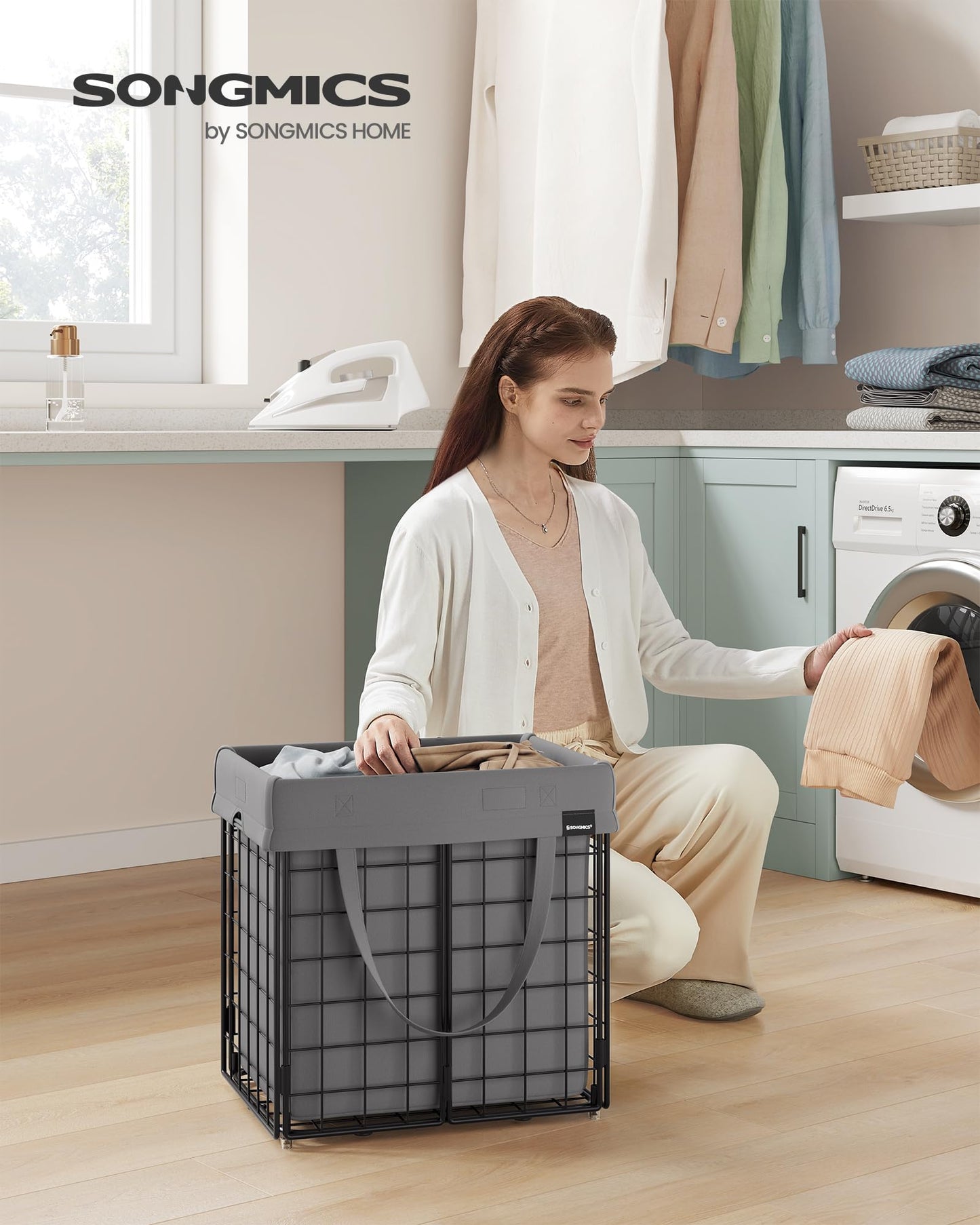 SONGMICS Laundry Hamper, 11 Gal. (50L) Laundry Basket, Collapsible Clothes Hamper, Removable and